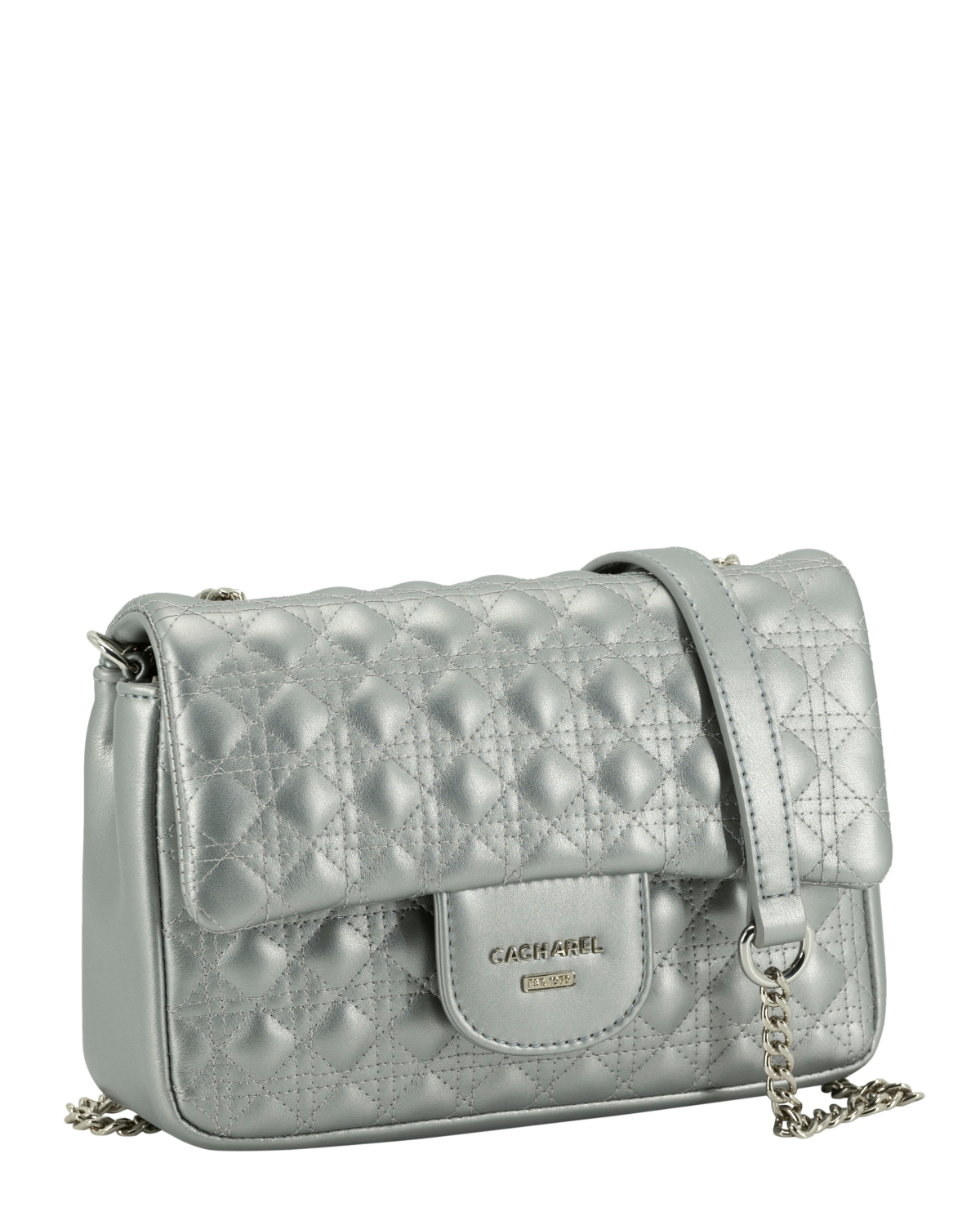 Mini bolso acolchado color silver